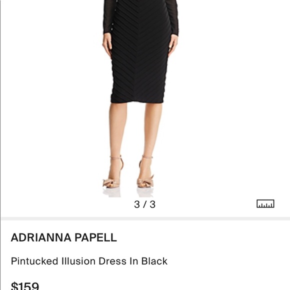 Adrianna Papell Pintucked Illusion Dress In Black - Picture 7 of 9